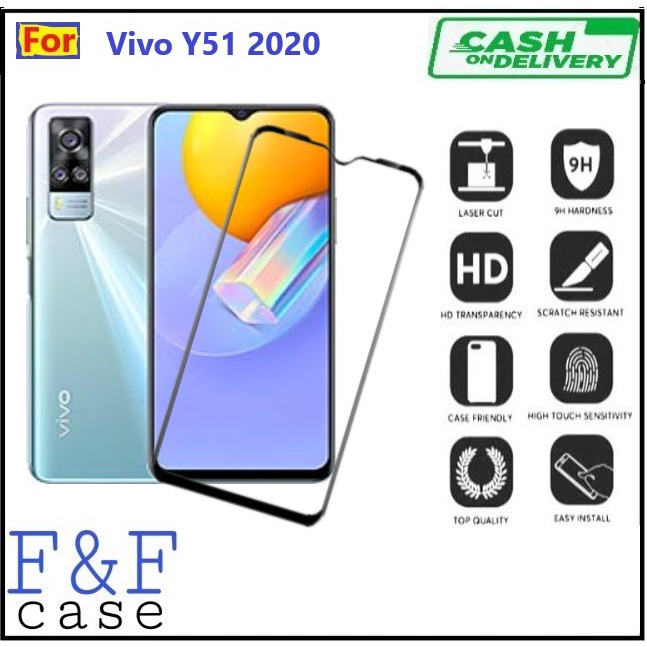 Tempered Glass Vivo Y51 Y51 2020 Y51a Full Screen Anti gores kaca full layar