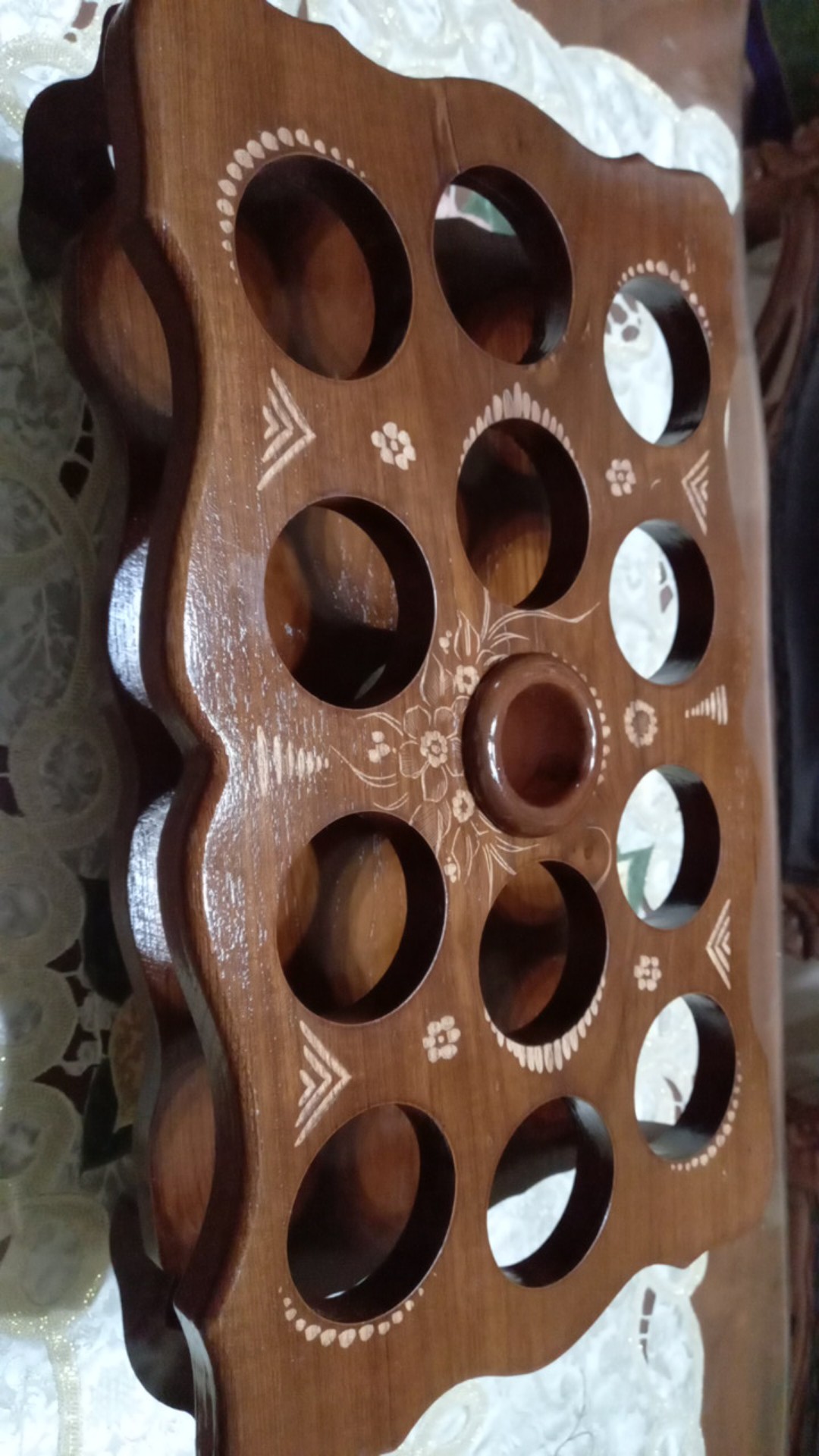 Tempat Aqua Gelas Kayu Jati Persegi Panjang