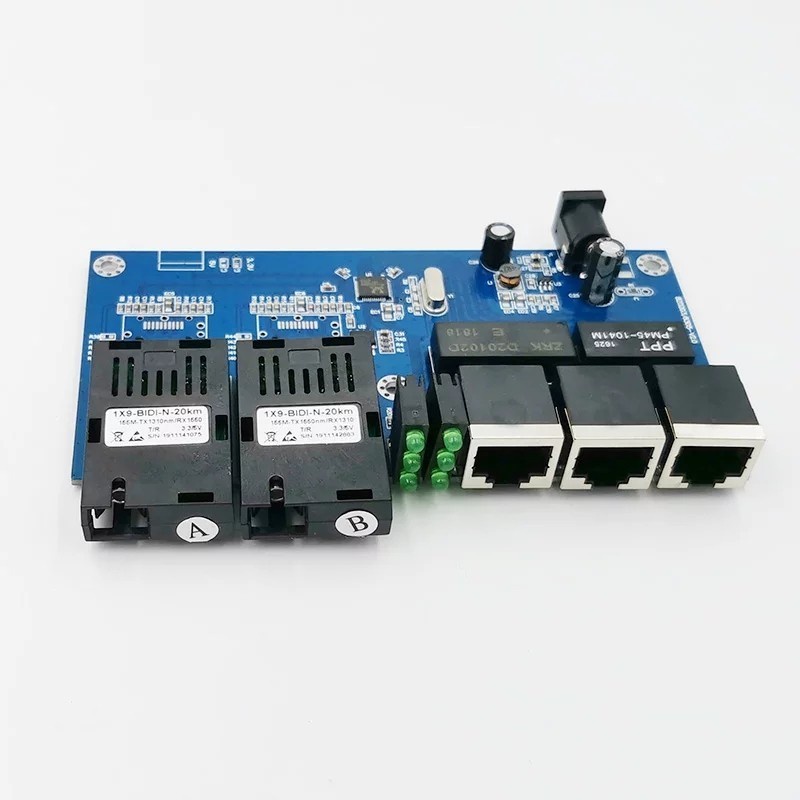 Ethernet Network Transceiver 2 FO SC 3 RJ45 10/100mbps Board Only