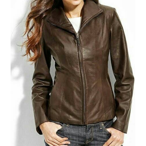 Pakaian Jacket Jeket Jiket Original Leather jaket kulit domba asli warna coklat tua model cewek