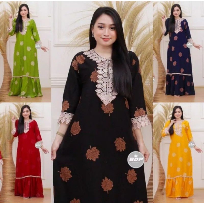 daster Arab renda lengan panjang