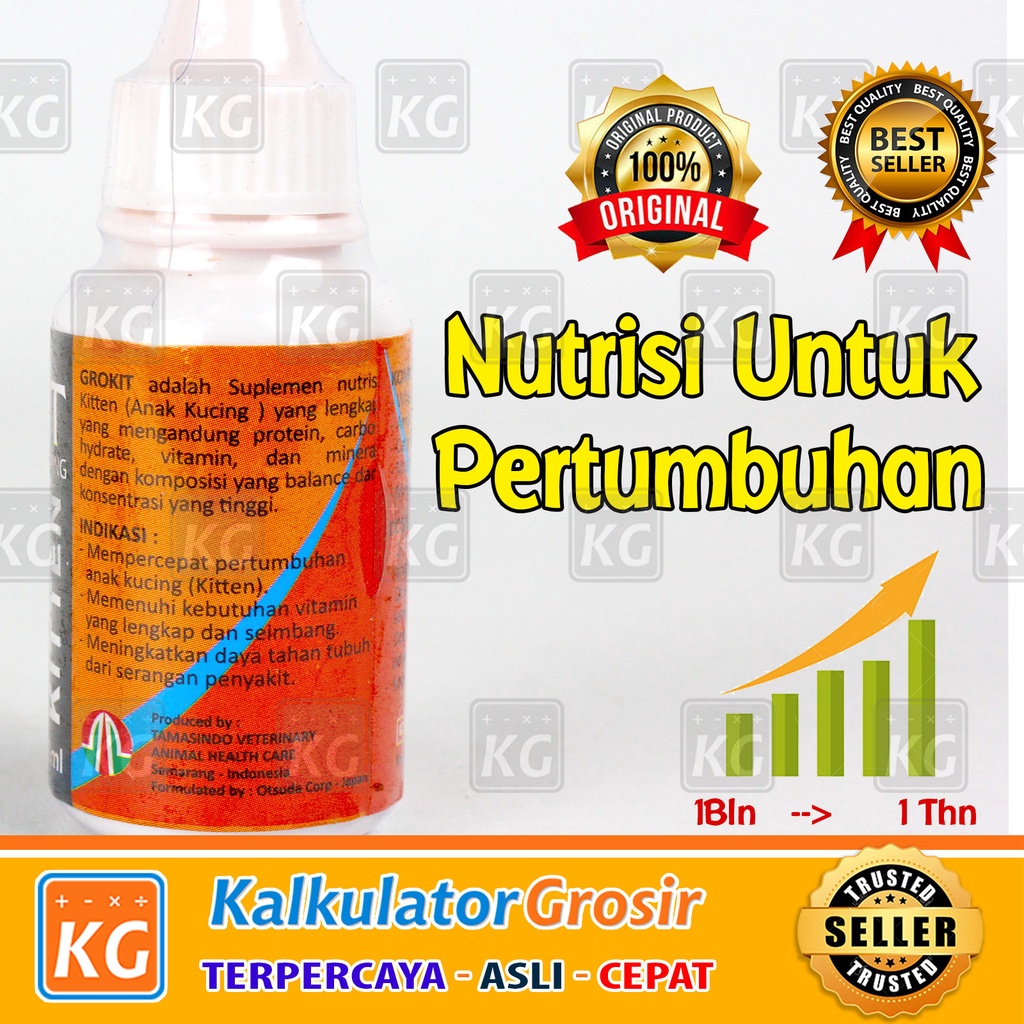 Vitamin Kucing / Grokit 30ml Untuk Pertumbuhan Anak Kucing Kitten Suplemen Untuk Mempercepat Anak