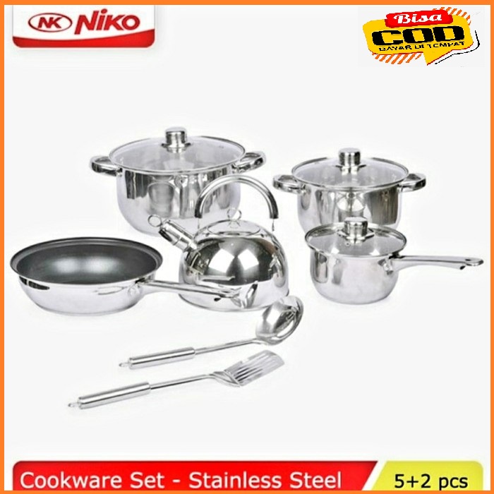 PANCI SET SERBAGUNA NIKO NK-1112ST COOK WARE/PANCI SEAT PREMIUM Harga Terjangkau 5+2 PCS