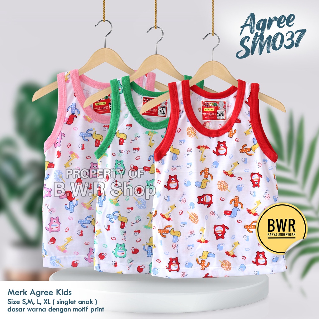 [ 3pc ] Singlet Agree Kids SM037 PUTIH Jungle / Kaos Dalam Anak Santai Harian Agree 037 Motif Lucu | Bwr