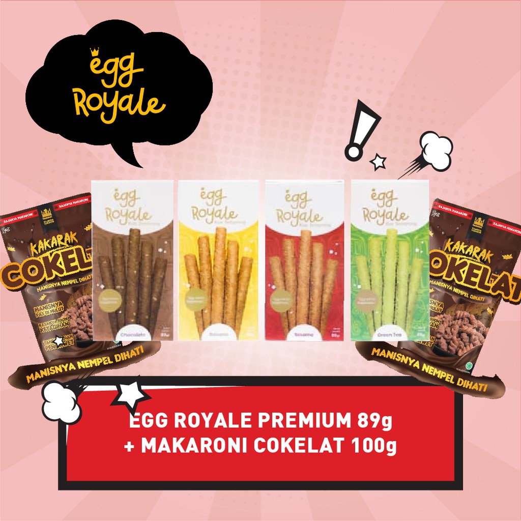 Egg Royale 89gr Bonus Makaroni Spiral Pedas Salted Egg Cokelat Matcha Balado BBQ