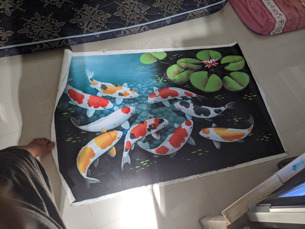 Lukisan Ikan Koi Fengshui 85 X 135 Cm