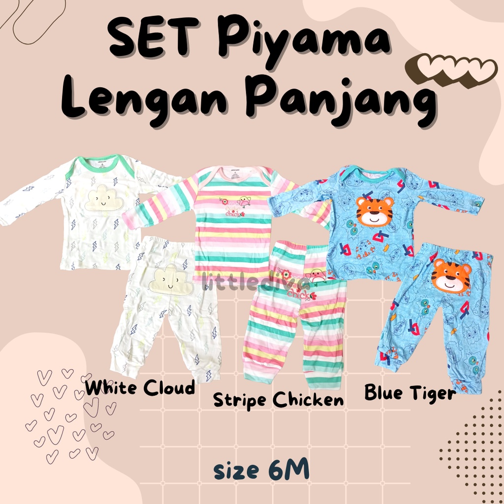 Setelan Piyama Bayi Sz 6 - 24 M 2 Girl &amp; Boy Set Pajama setelan cater panjang cewek cowok baby