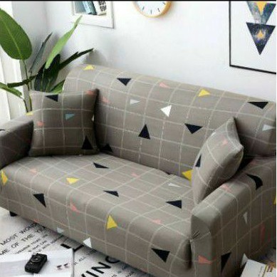 COVER SOFA SEATER sarung sofa elastis stretch elastic - SEGITIGA HITAM