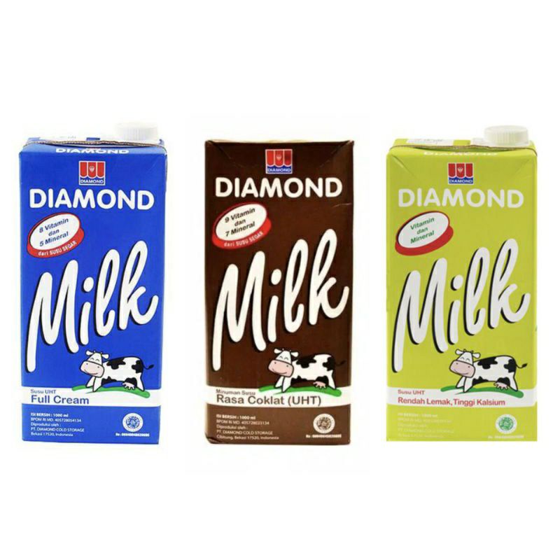 

DIAMOND SUSU UHT FULL CREAM, COKLAT, & LOW FAT 1 L