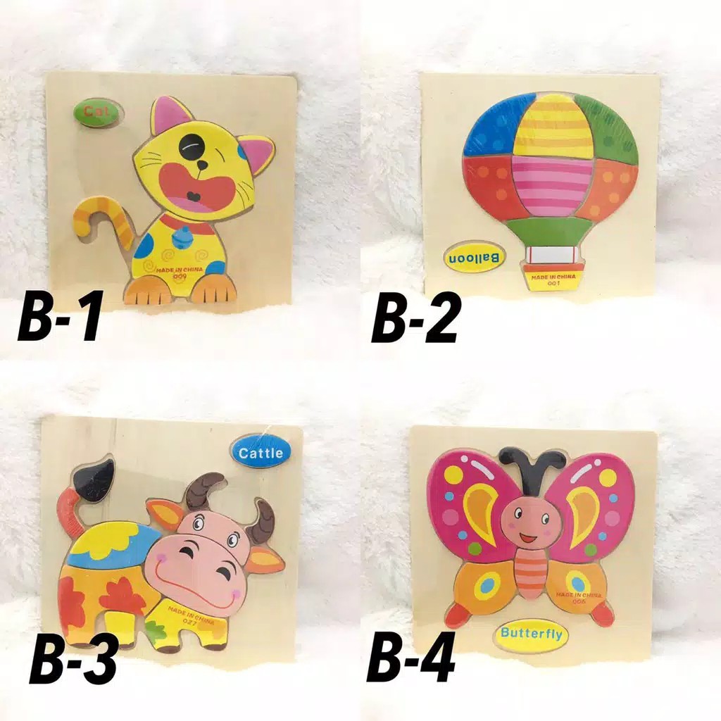 MAINAN PUZZLE KAYU JIGSAW BALOK MAINAN ANAK KARAKTER ANIMAL CUTE