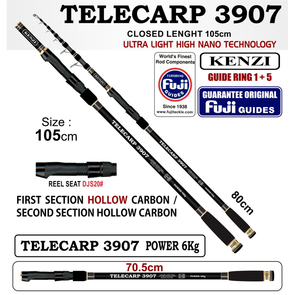 joran pancing Kenzi Telecarp 390 w/ Fuji Guides