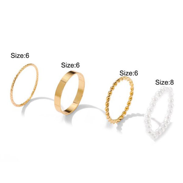 cincin set 4 pcs simple pearl set rings jci071 (2J2)