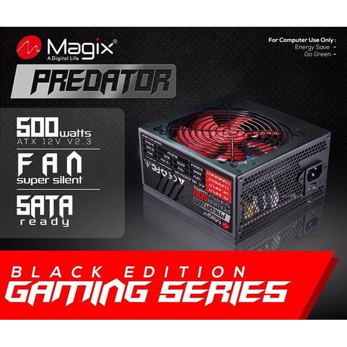 Power Supply Magix 500watt Predator Black Edition Gaming Series