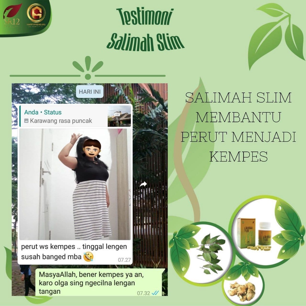 Flash Sale Salimah slim Sr12 Pelangsing alami Obat diet ampuh BPOM Penurun berat badan Menurunkan nafsu makan Melancarkan pencernaan Mengurangi kolestrol Membakar kalori lebih cepat Termurah Terlaris Original Cod Saudagarsr12