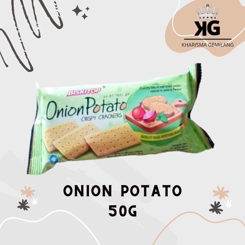 

BISKITOP - ONION POTATO 50g Biskuit Kue Kering Anak Dewasa Enak Renyah Biscuit Rasa Kentang Gurih