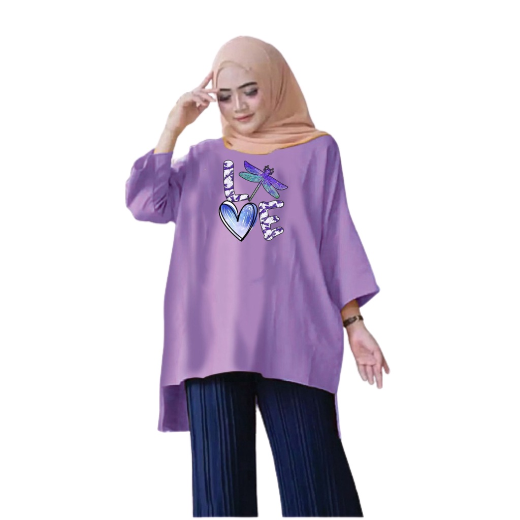 Tunik Jumbo Love Capung/ Atasan Wanita XL, XXL