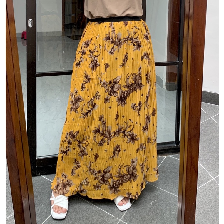 ROK PLISKET MOTIF BUNGA PROMO