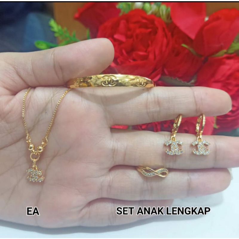 Set Anak Permata Zircon Gold Perhiasan Anak limited edition