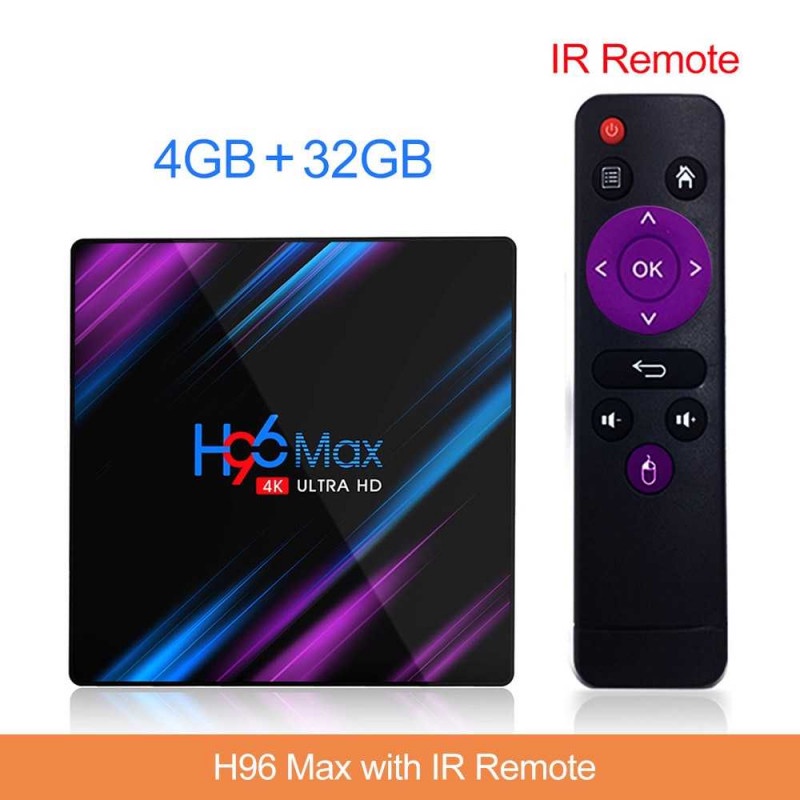 mini smart tv box 4k android 11 ram 4gb  memory 32gb   h96 ir remote