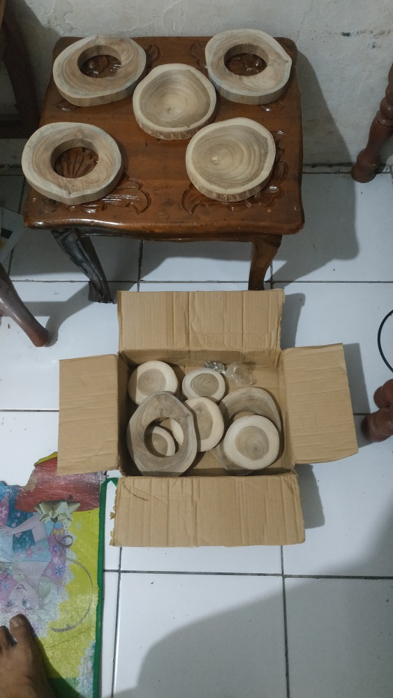 Wood Slice Potongan Kayu Jati Diameter 9 - 10 Cm