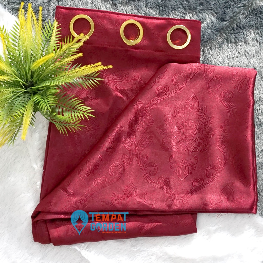 Parling Laris Gorden jendela hordeng blackout dimout 80% D# Emboss Akar Merah hati Low Price