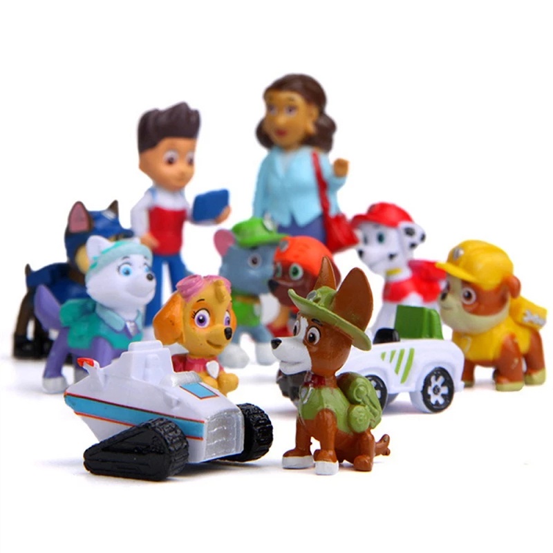 12pcs Mainan Action Figure Paw Patrol Patrulla Canina 4-10cm Untuk Anak