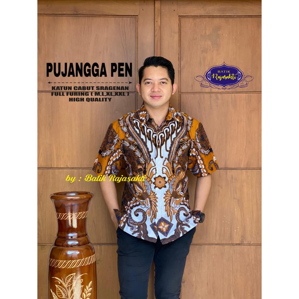 PUJANGGA RAJASAKTI KEMEJA BATIK SOLO PRIA LENGAN PANJANG PENDEK LAPIS FURING ATASAN PREMIUM MODERN KATUN HALUS HARIMAU HARSAGRAHA HASTAMA IBRAHIM 2 INDRADEWA JAMBUL PUTIH JANOKO TURKIS JATI MURBANI 2 JATI MURBANI JAWADEWI JAYA NEGARA 2 JAYANEGARA 3 JAYA