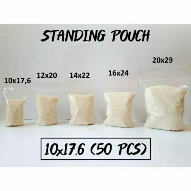 D1 Plastik Standing Pouch Transparan | Wadah Makanan Camilan Minuman Permen Snack Mika Klip Berdiri