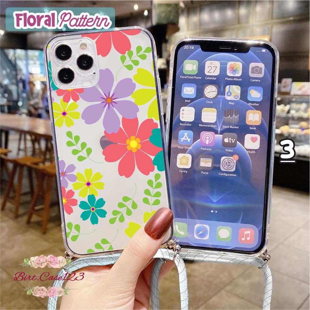 Softcase Slingcase Lanyard Bening FLORAL Realme 7i C17 C11 C12 C25 C15 X Xt BC4267