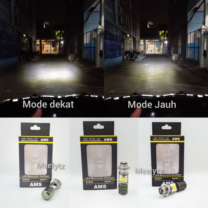 Lampu Depan Led 2 sisi AMS H6 jauh dekat putih AC DC terang