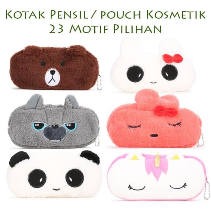

Kotak Pensil Tempat Pensil Pouch Kosmetik Motif Kartun Lucu - Abu-abu