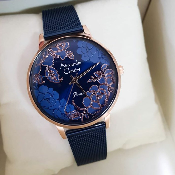 Jam Tangan Wanita Jam tangan cewek Jam tangan navy Alexandre Christie AC 2853 Rosegold Navy