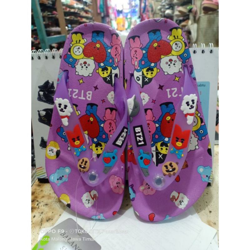 Sandal Jepit Anak Perempuan Import Motif BT21 BTS