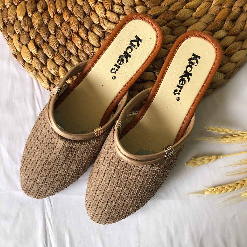 (HARGA PROMO = PACKING TANPA KARDUS) SLOP GEMPI 7 cewek feminim modern termurah terlaris wedges model baru fashion wanita SANDAL SENDAL WANITA RAJUT HAK TAHU PENDEK 3CM HILS HEELS HIL KUAT EMPUK ELEGANT MURAH TERBARU