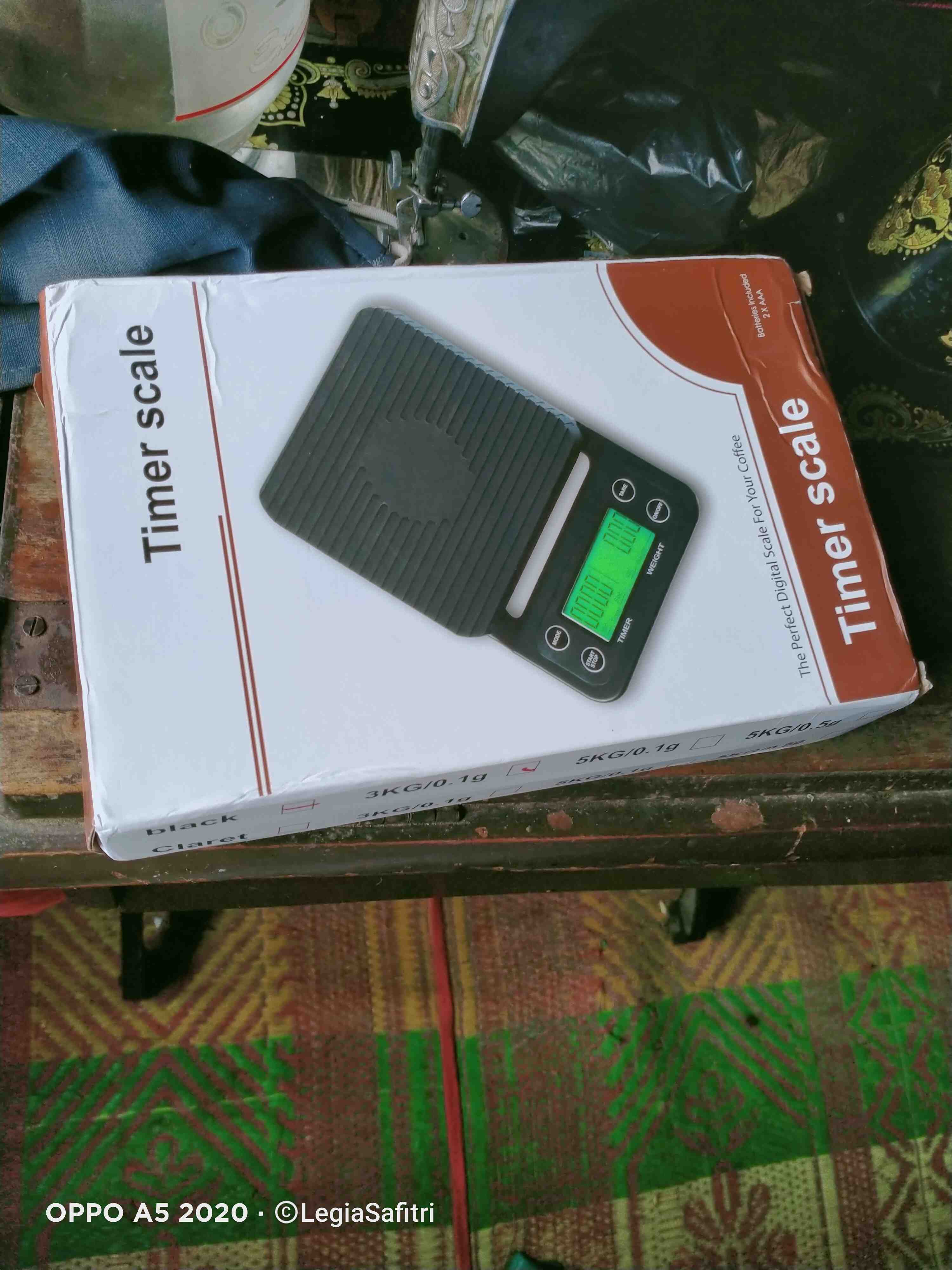 Timbangan Kopi 3 Kg Digital Hitam - Timer Scale 3kg Akurasi 0.1g