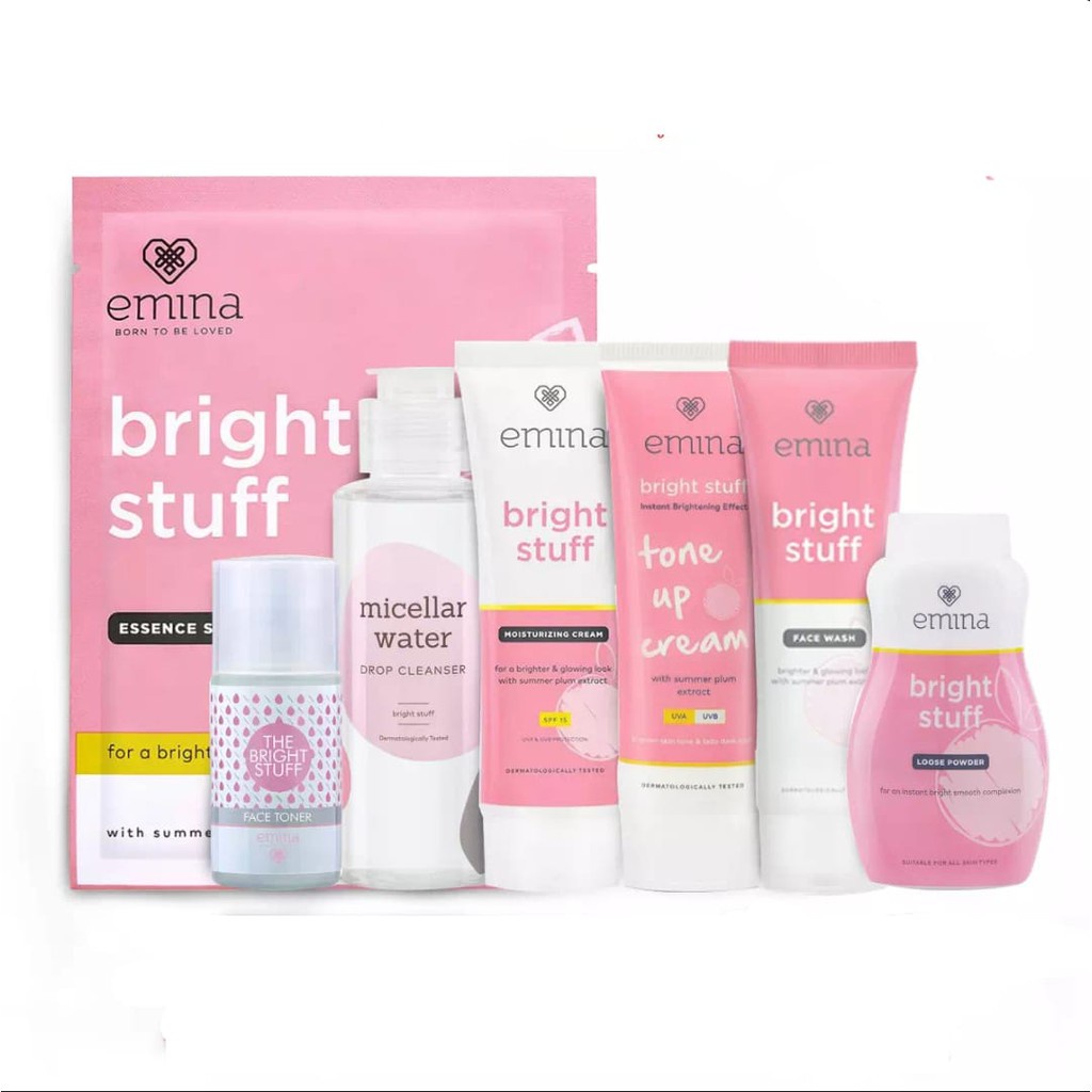 EMINA Bright Stuff Series Indonesia / Facial Wash Face Scrub Micellar Water Essence Toner Mist Serum