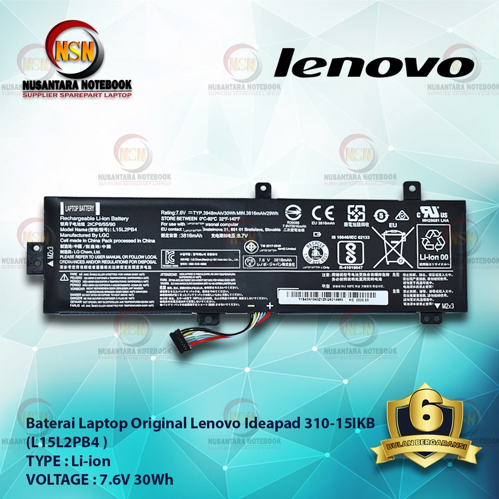 Baterai Original Laptop Lenovo Ideapad 310-15IKB/L15L2PB4