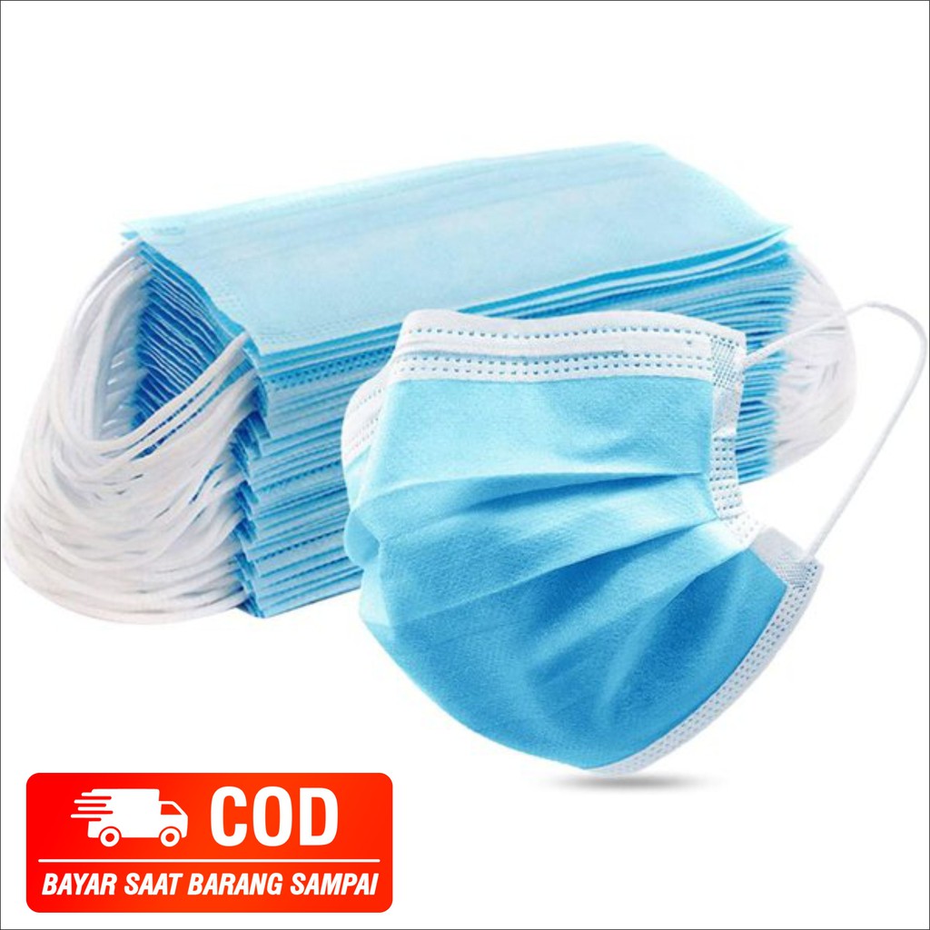 Harga 1box(50pcs) - masker surgical 3 ply disposable masker medis earloop 3ply