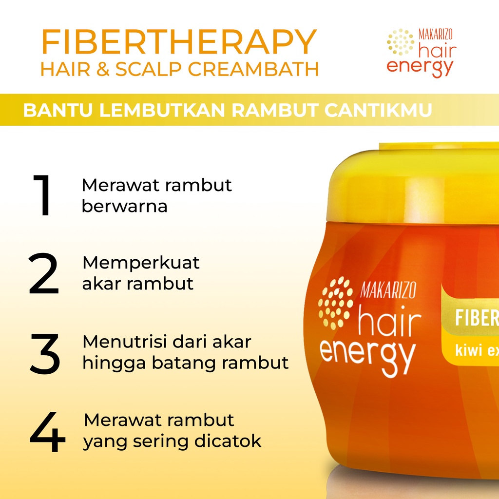 Makarizo Hair Energy Fibertherapy Hair & Scalp Creambath Kiwi 500 mL / Perawatan Rambut Berwarna-3
