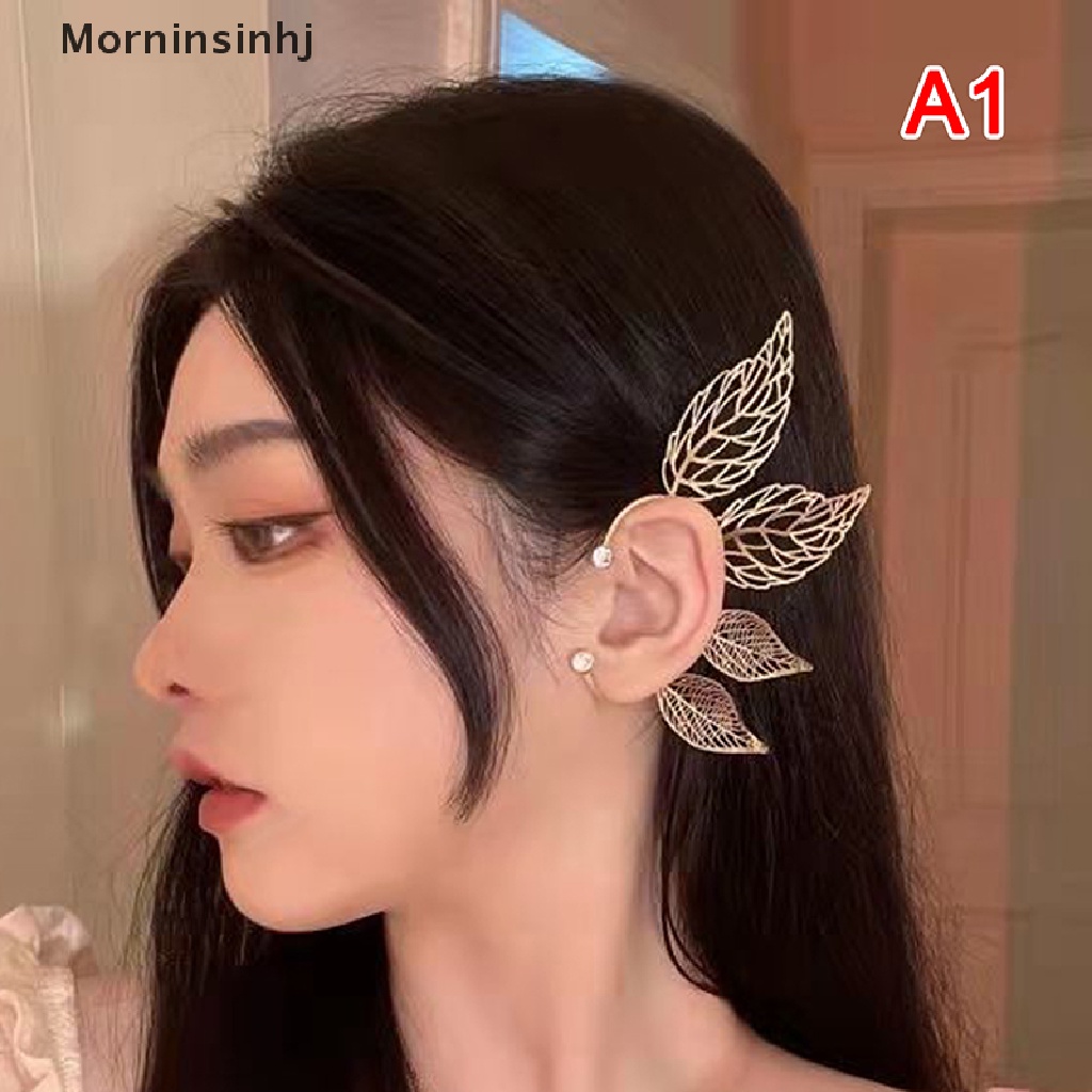 Mornin 1pc Chic Elf Manset Telinga Maple Leaf Berlubang Zircon Leaf Cosplay Peri Anting Klip Untuk Wanita Perempuan Pernikahan Ear Cuff Perhiasan id