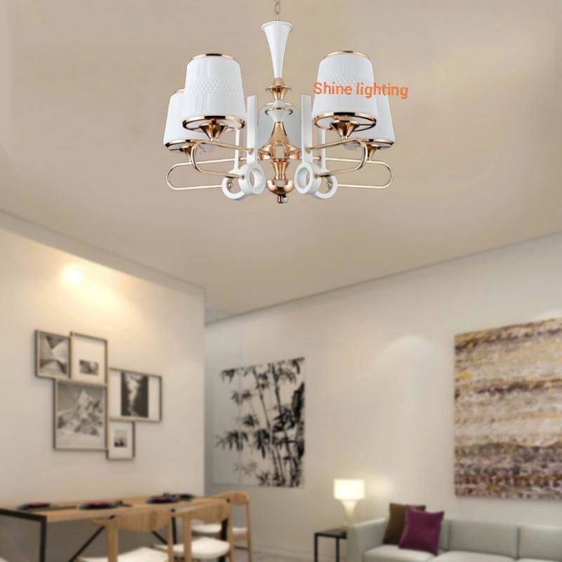 Lampu gantung minimalis kaca ruang tamu/ruang makan tipe 7618/5 putih