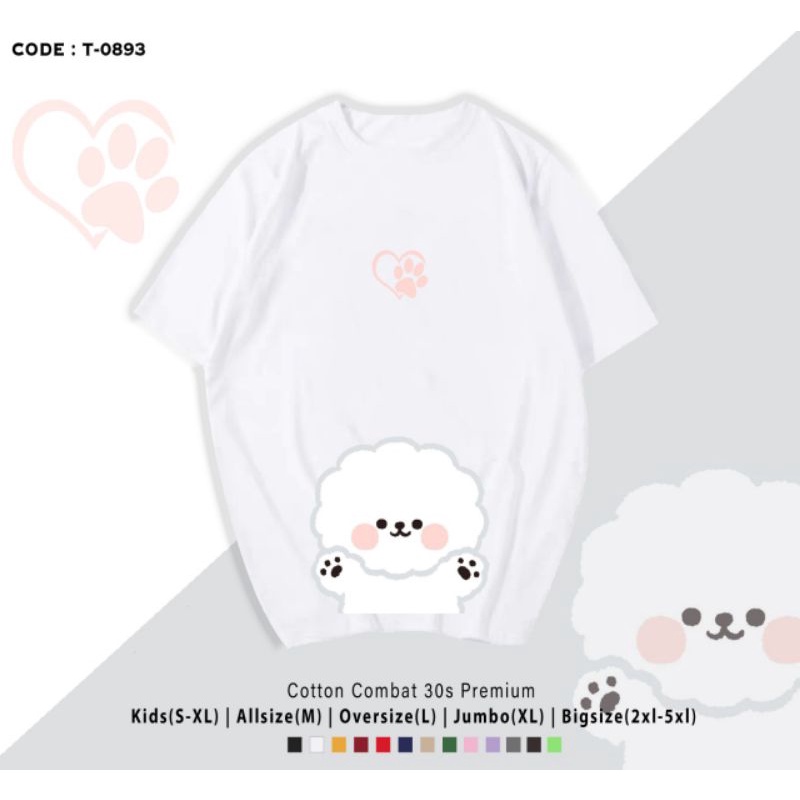 KAOS DOGGY SHIRO WHITE/KAOS KATUN DOGGY GUGUK LUCU