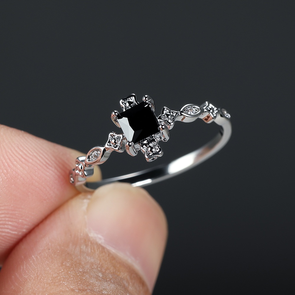 Cincin zircon Persegi Bahan Tembaga Untuk Pria Dan Wanita