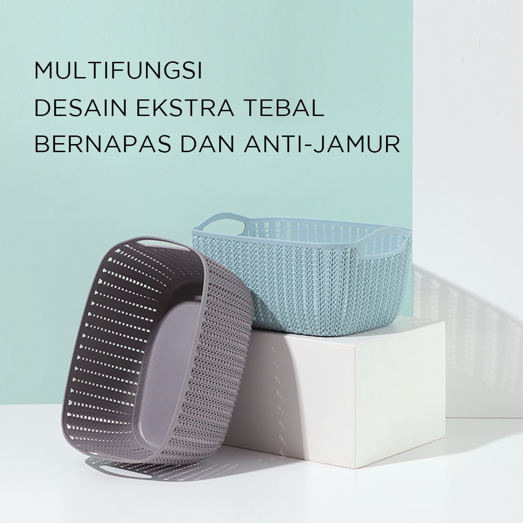 MINISO Keranjang Penyimpanan Multifungsi Rectangular Storage Bucket - medium