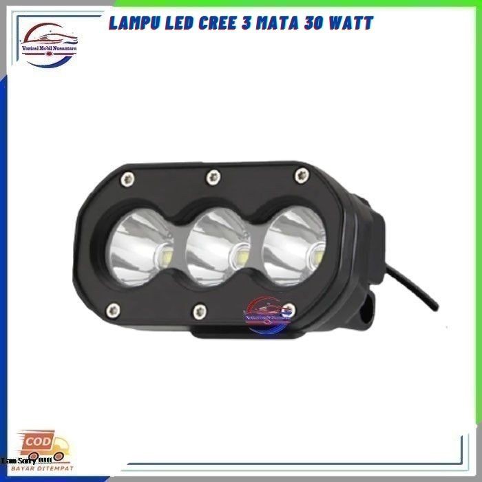 Lampu Variasi Led Cree 3 Mata Tembak Sorot Kabut Depan Variasi Aksessoris Mobil Truk Truck 12/24 Vol