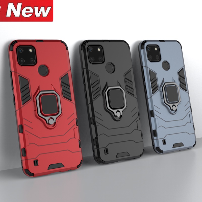 Casing Armor Shockproof + Stand Holder Magnetik Untuk OPPO Realme C21 C21Y GT Neo 2 GT Neo 8i