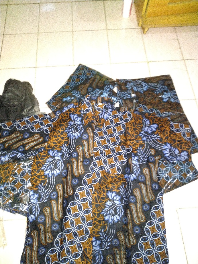 Batik Couple Keluarga Sania Ruffle Ori Ndoro Jowi Dnt Motif Seno Biru