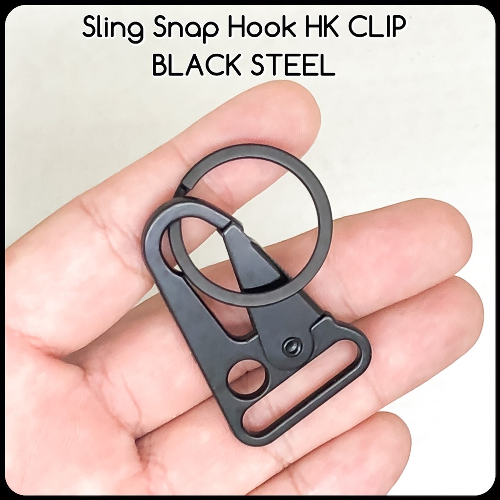 aksesoris tas gantungan kunci klip snap hook clip black stainless steel bonus ring HK Style