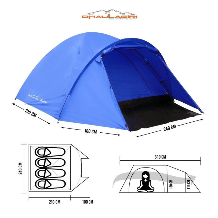 Tenda Camping DHAULAGIRI Terra 4 Orang Family Terra 4 Pro Frame Alloy