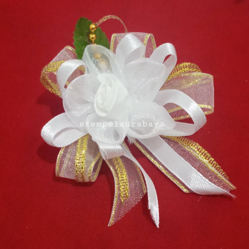 

STEMPELSURABAYA aplikasi bunga pita GROSIR 12 pcs pita hias pita jadi hias hantaran pita seserahan